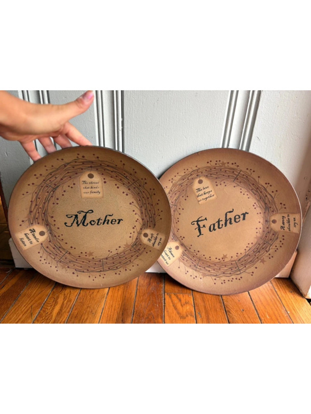 Primitive Mother & Father Household Decor Plates